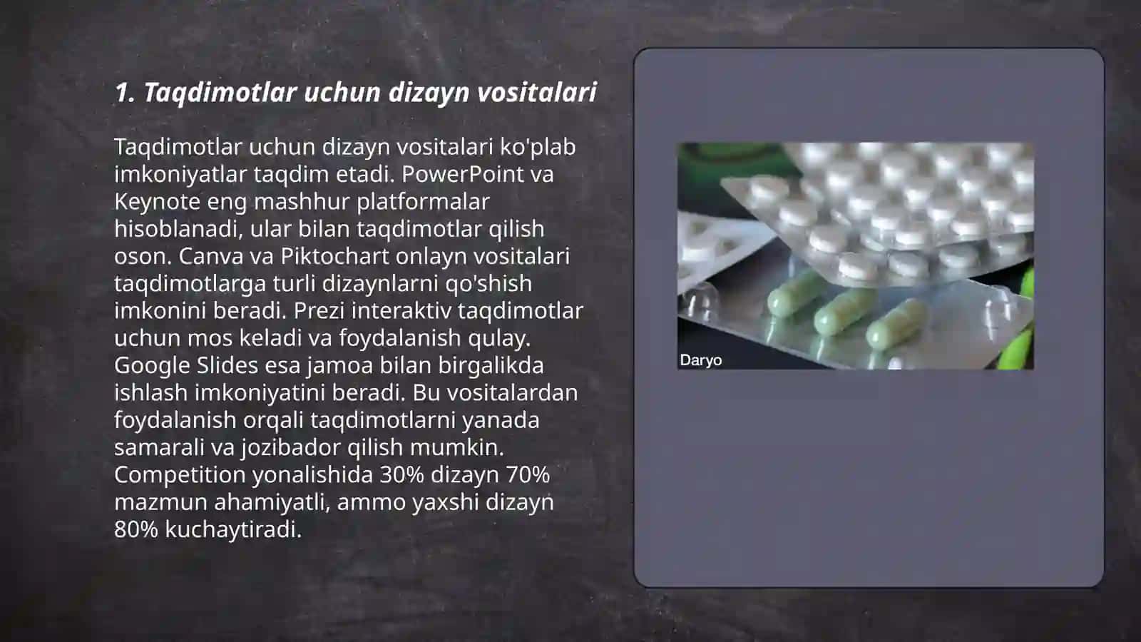 Taqdimotni ishlab chiqishning zamonaviy vositalari 3
