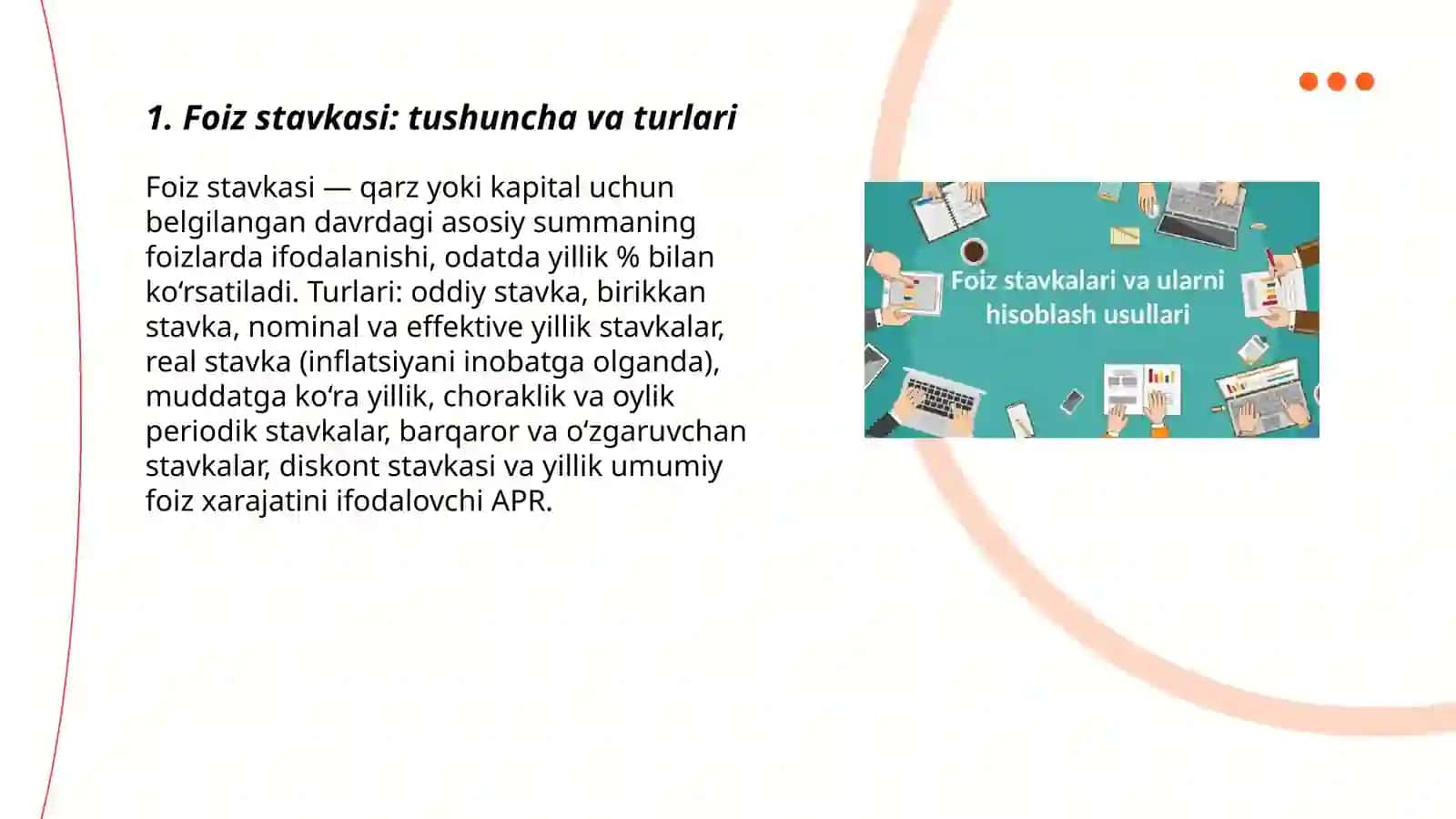 Foiz stavkalari va ularni hisoblash usullari 3
