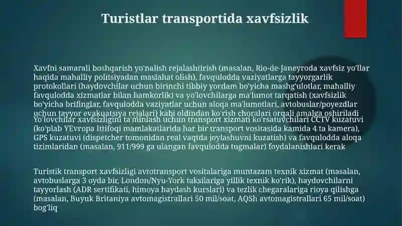 Turizm sohasida transport xizmatlari 3