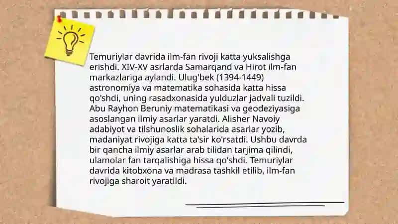 Temuriylar davrida ma’naviy-ma’rifiy yuksalish 3