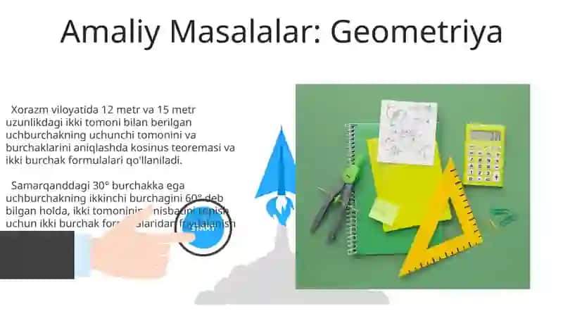 Trigonametriya:Ikkilangan burchak formulalari va tadbiqlari 3