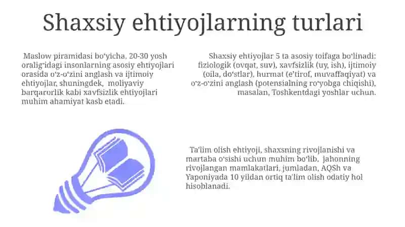 Shaxsiy ehtiyojlarning turlari 3