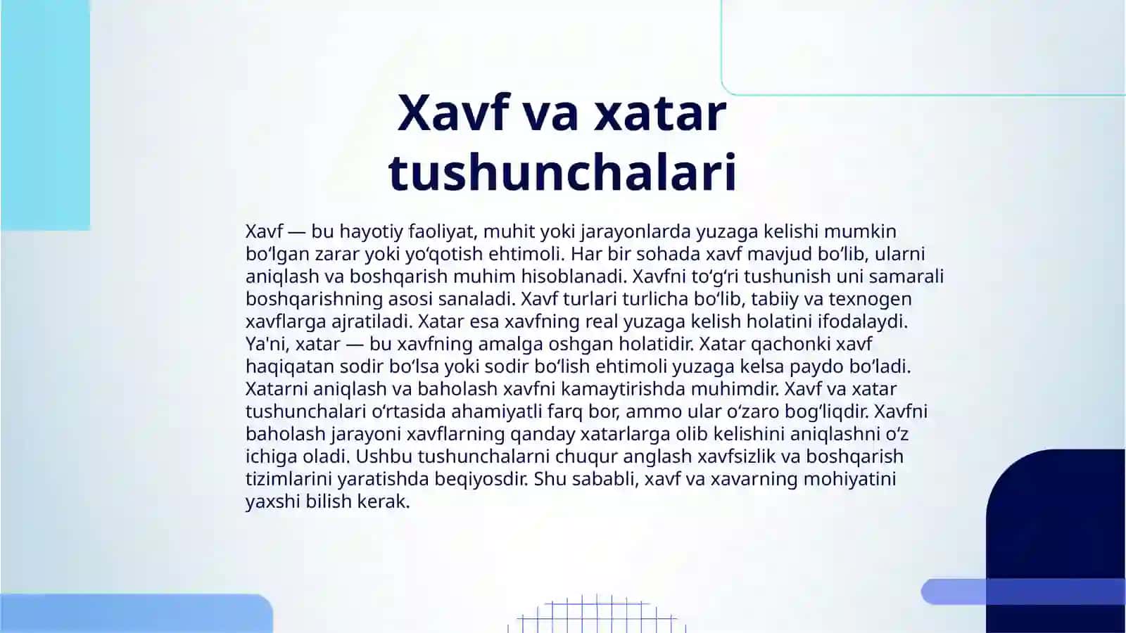 XAVF XATARLARNI BAHOLASH VA TAHLILASH 3