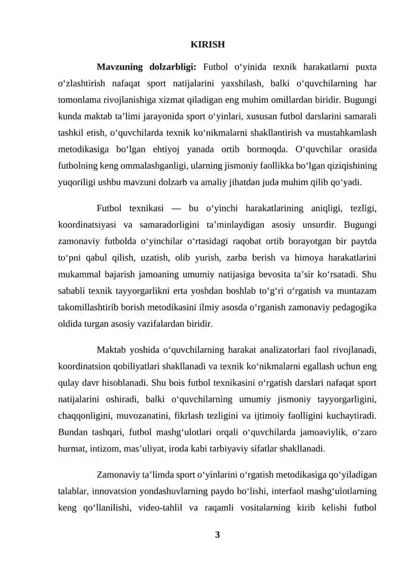 Futbol o‘yini texnikasi (KURS ISHI) 3