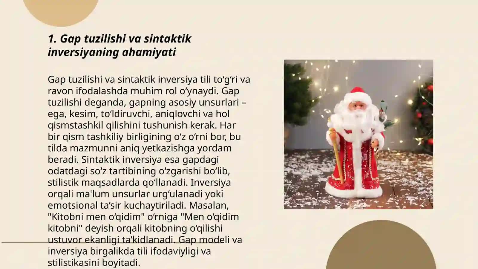 Gapning aktual bo'linishi. Sintaktik inversiya 3