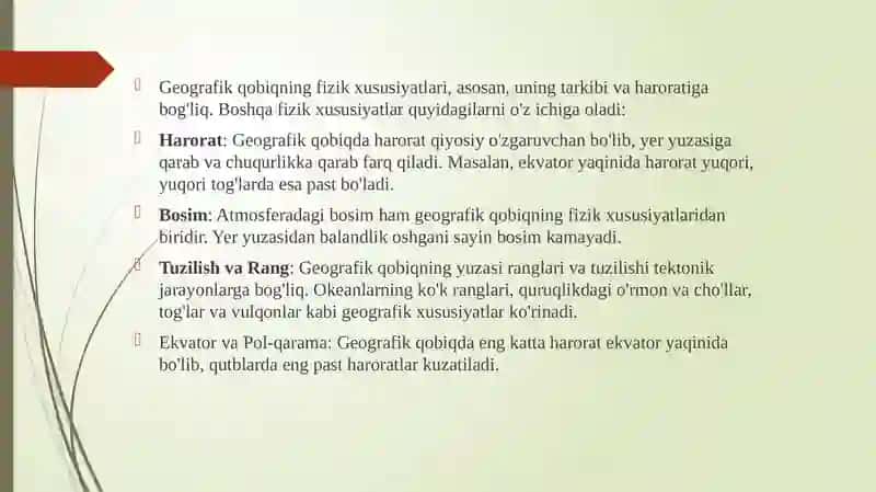 Geografik Qobiqning Asosiy Xususiyatlari 3