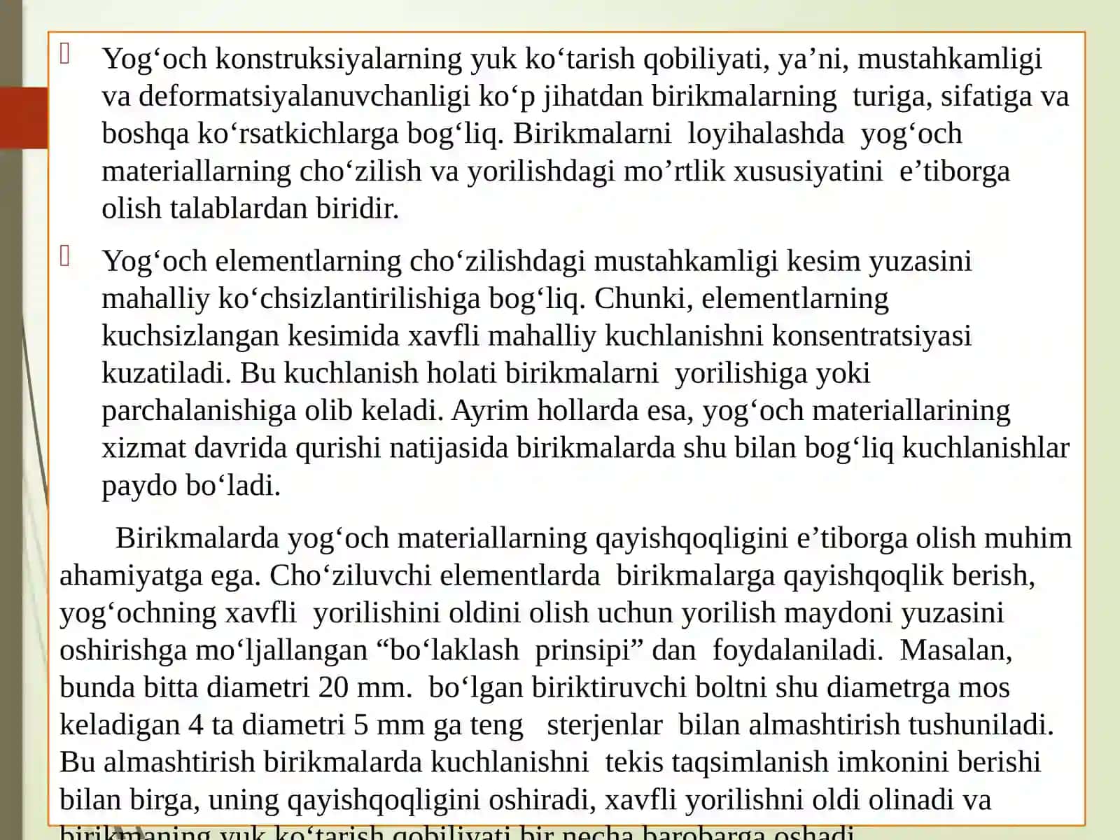 Yog‘och konstruksiyalar va birikmalar 3