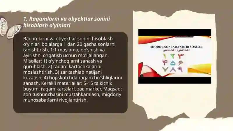 Raqamlarni va obyektlar sonini hisoblash o'yinlari 3