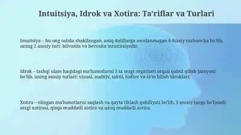 Sezgi idrok va xotira 3