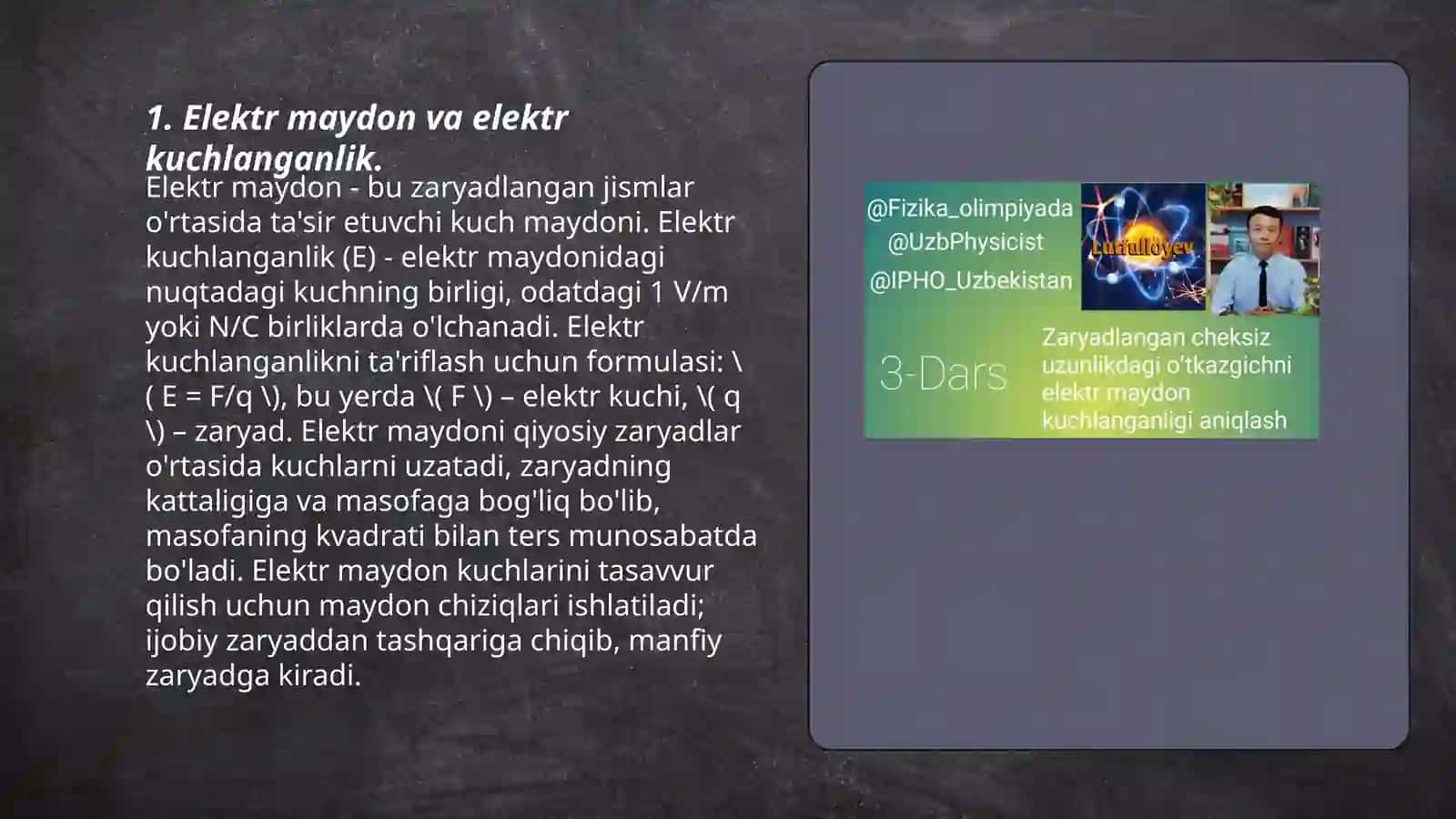Elektr maydon va elektr kuchlanganlik 3