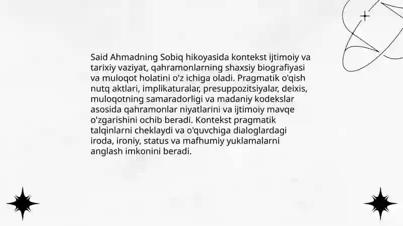 Said Ahmadning "Sobiq" hikoyasining pragmatik tahlili 3