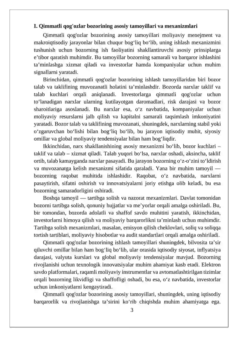 Qimmatli qog'ozlar bozorining mohiyati 3