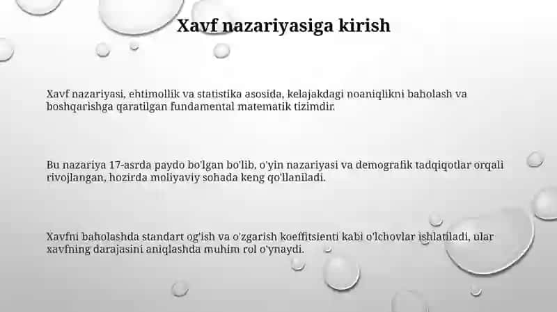 Xavf nazariyasi va sug'urtaning roli 3
