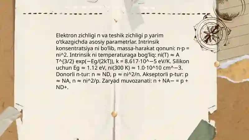 Yarim o'tkazgichlarning elektr parametrlari 3