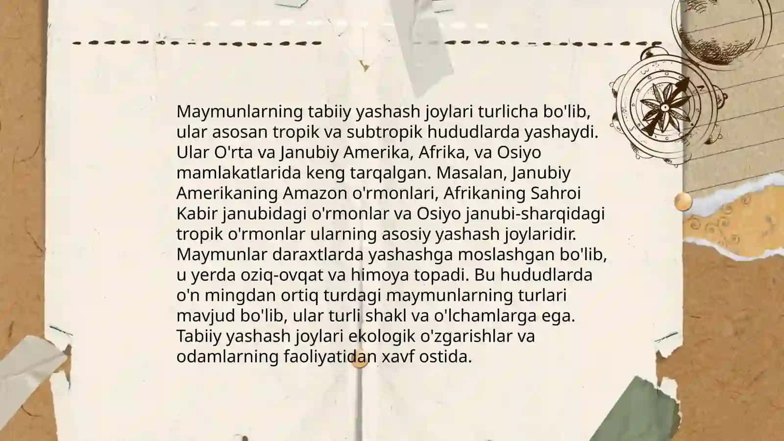 Maymunlarning tabiiy yashash joylari 3