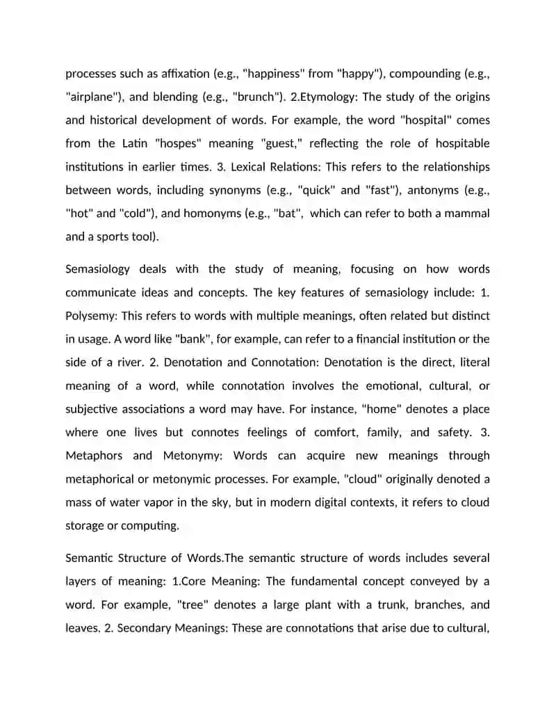 The object of lexicology. Semasiology and semantic structure of the word 3