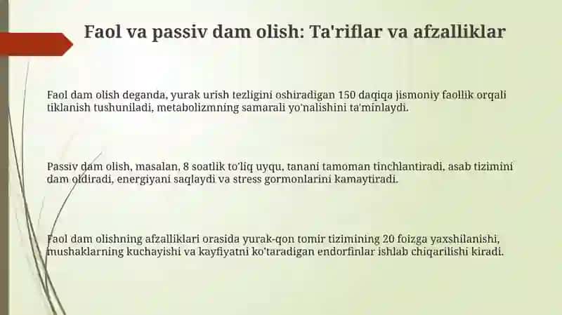 Faol va sust dam olish 3