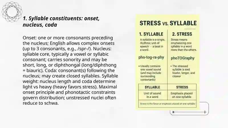 SYLLABIC STRUCTURE OF A LANGUAGE.WORD STRESS. 3