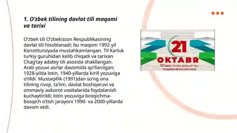 Oʻzbek tili - Davlat tili 3