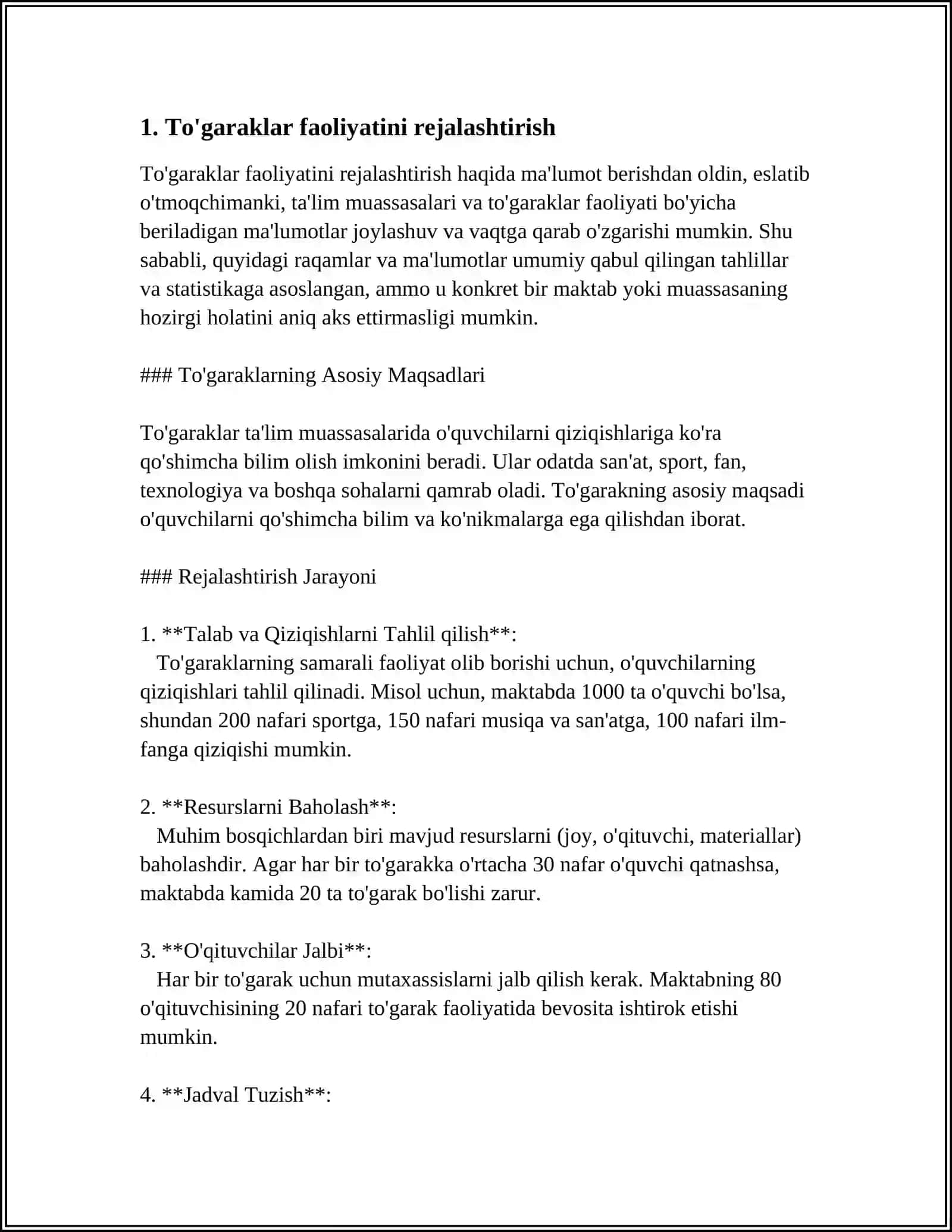 MUSTAQIL ISH Mavzu: MAKTABDA TO'GARAK ISHLARNI TASHKIL ETISH 3