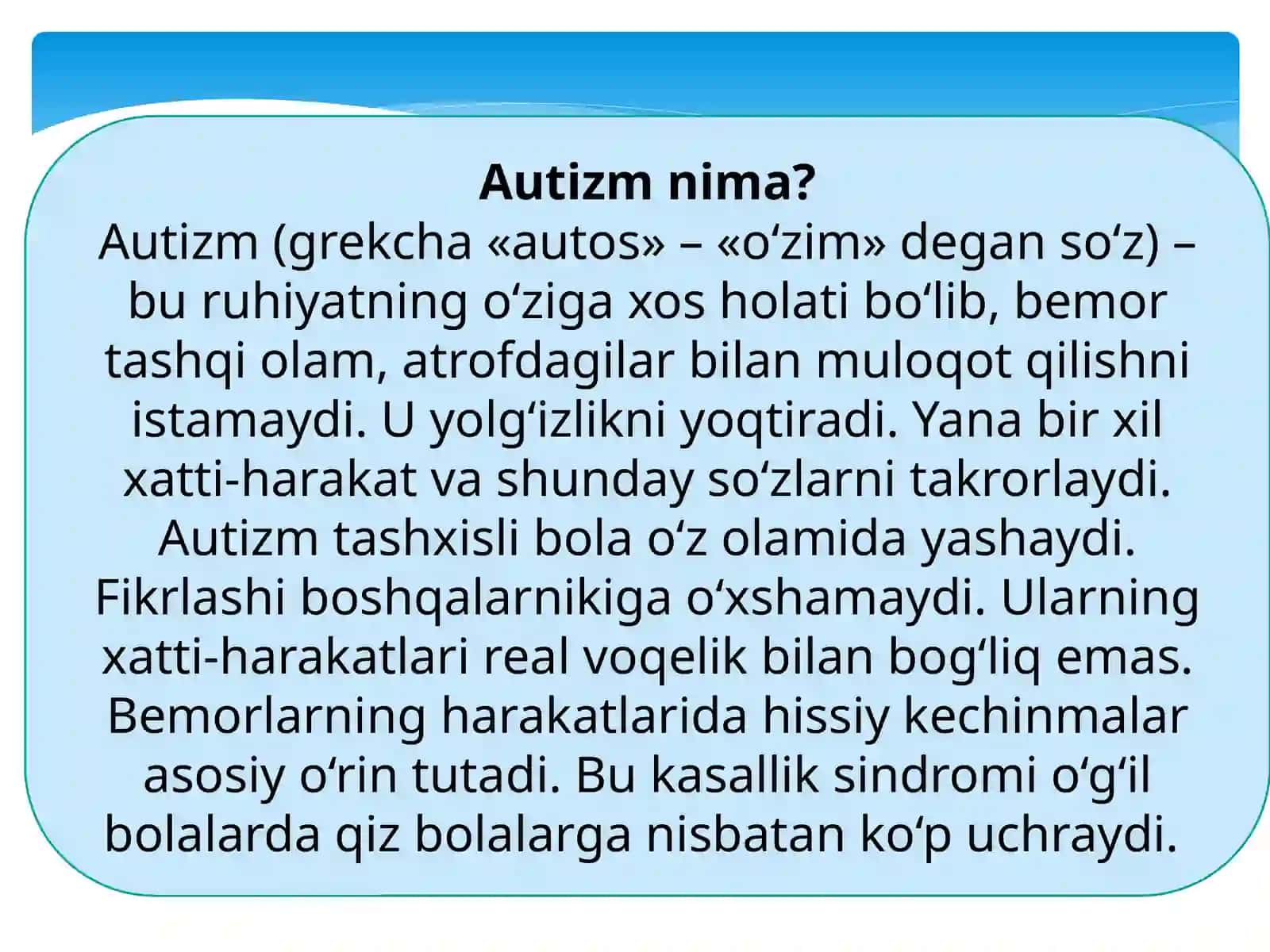Autizm sindromli bolalarni inklyuziv ta’limga jalb qilish 3