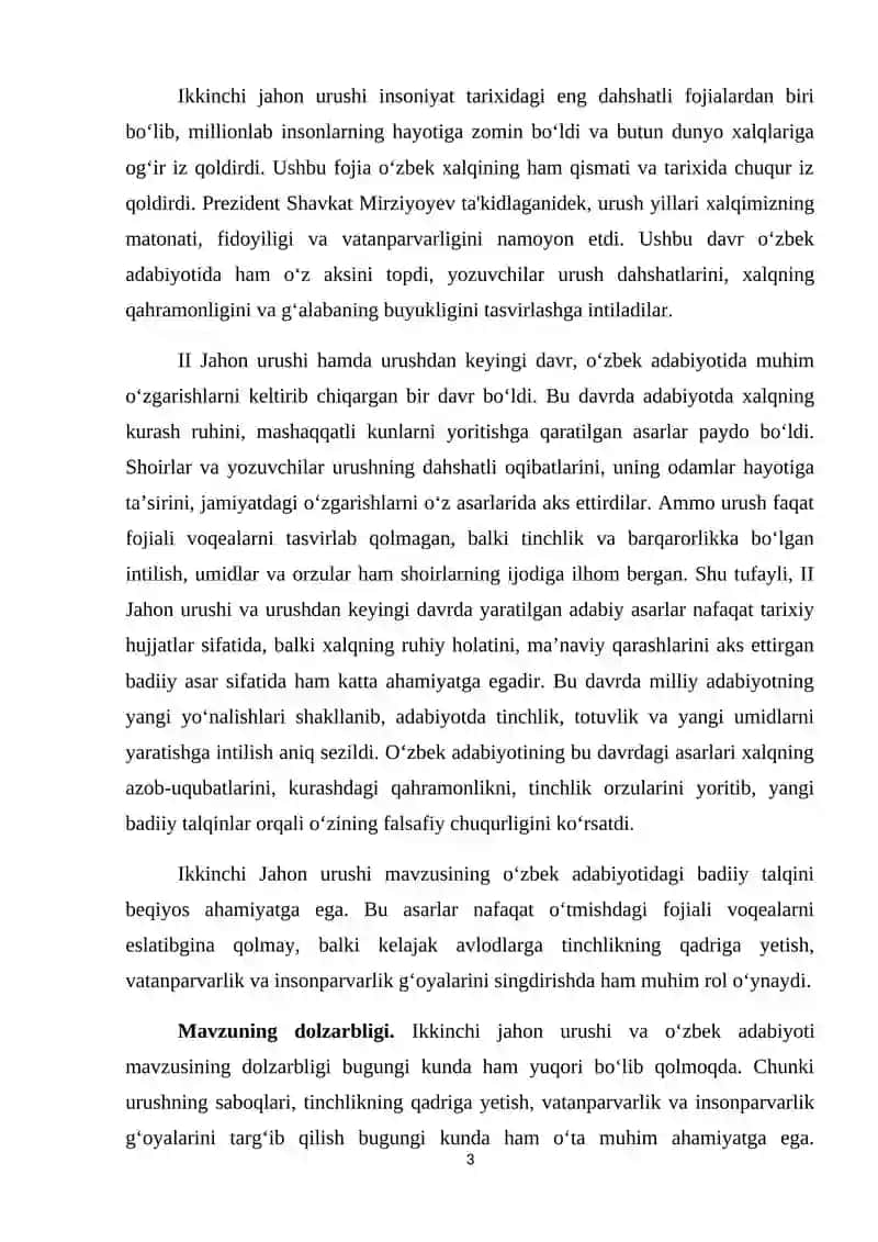 Ikkinchi jahon urushi va o‘zbek adabiyoti 3
