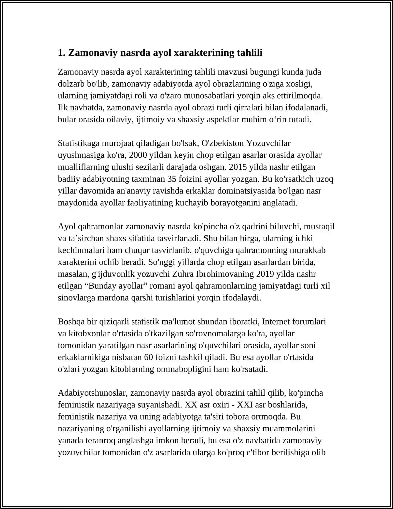 ZAMONAVIY NASRDA AYOL XARAKTERI 3