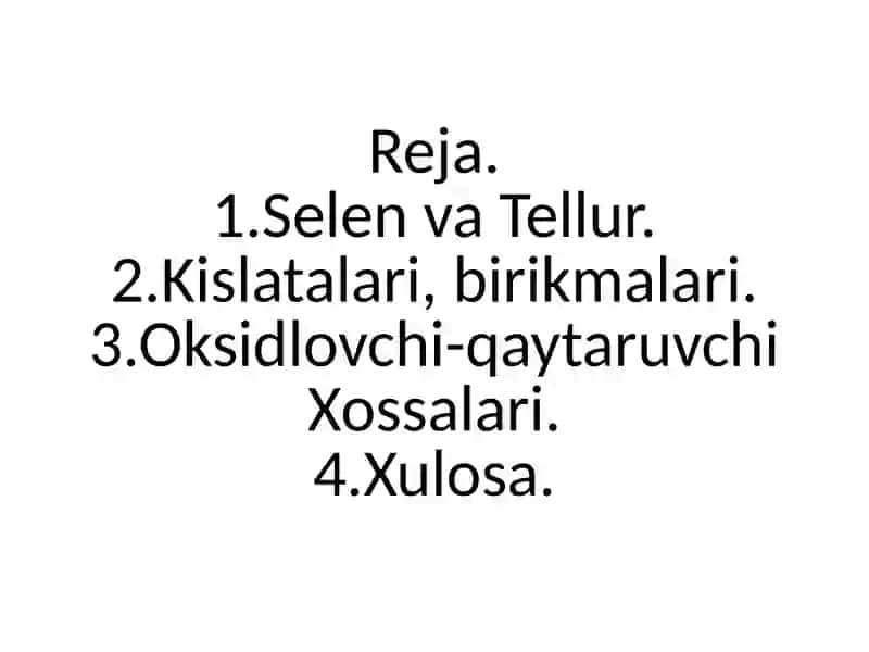 Selenit va Tellurit kislatalar 3