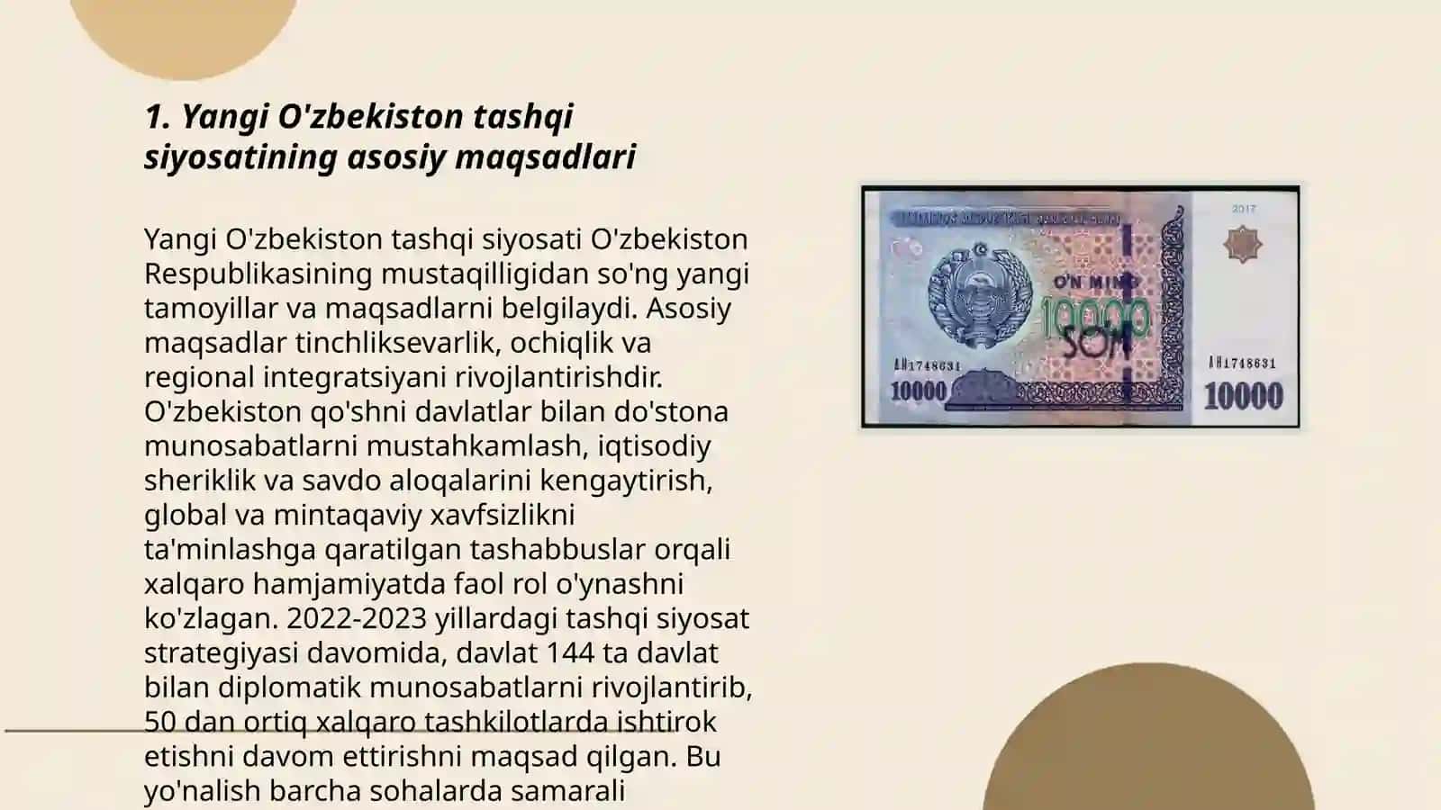 Yangi O'zbekiston tashqi siyosatining ustuvor yo'nalishlari 3