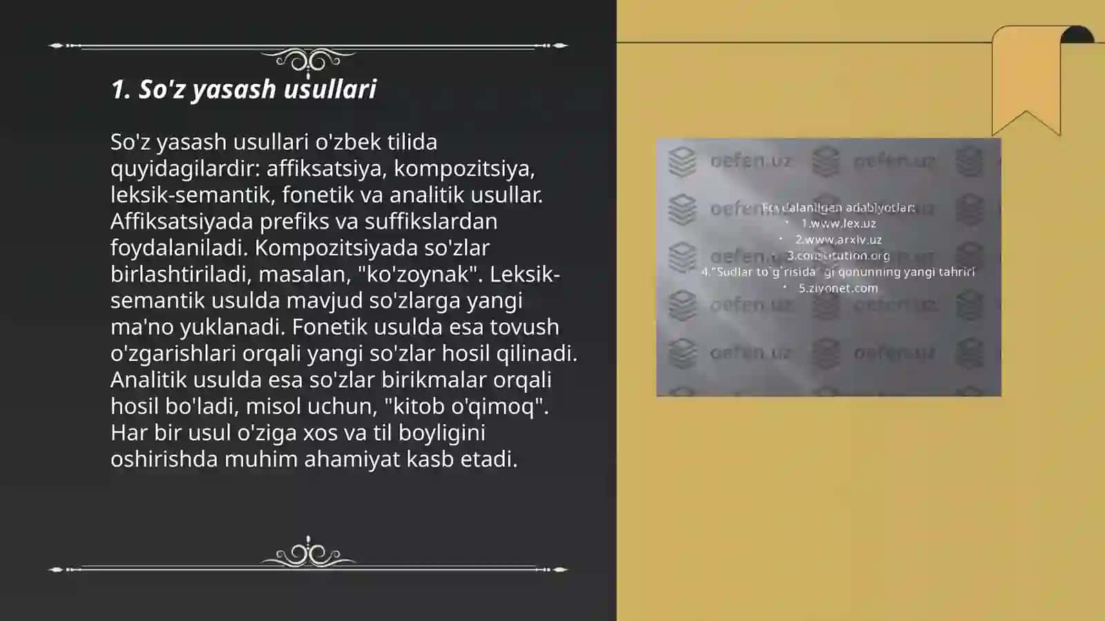 Ózbek tili derivatsiyasi 3