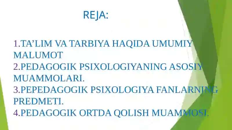 PEDAGOGIK PSIXOLOGIYA: PREDMET, TUZILMA, MUOMMOLARI 3