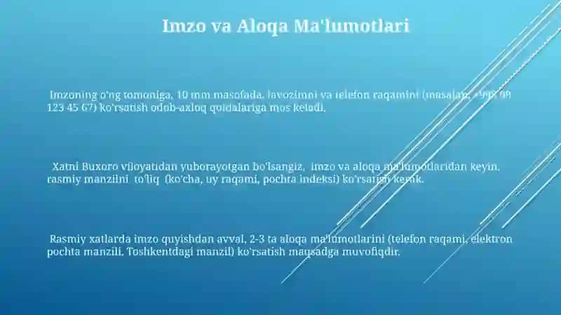 Rasmiy yozishmalardagi odob axloq qoidalari 3