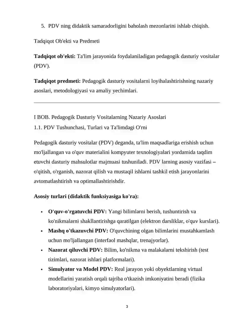 Pedagogik dasturiy vositalarni loyihalashtirish 3