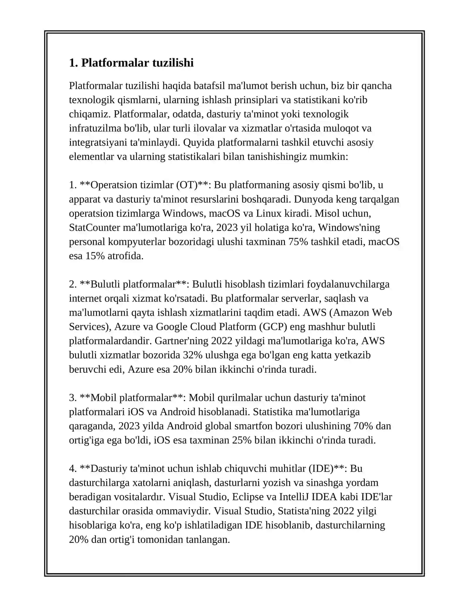 PLATFORMALAR, GEOSINKLINALLAR, QALQONLAR VA PLITALAR 3