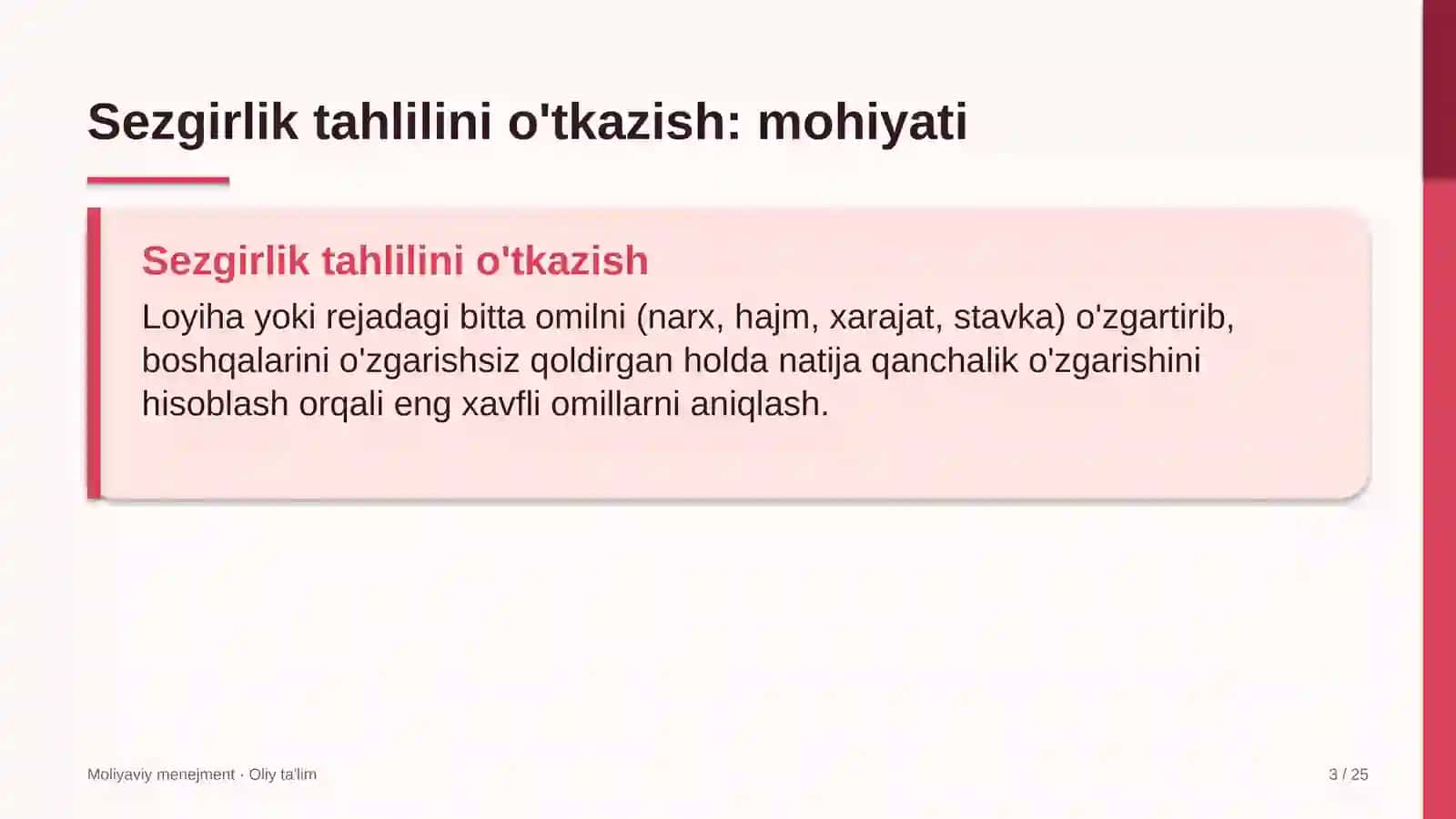 qimmatli qog'ozlar bozorida sezgirlik tahlilini o'tkazish 6374 3