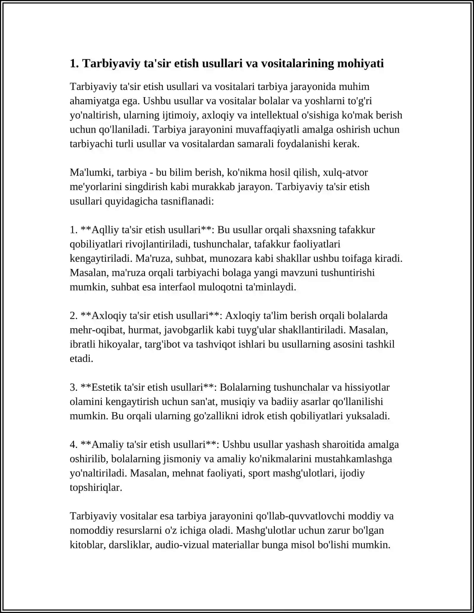 TARBIYAVIY TA'SIR ETISH USULLARI VA VOSITALARI 3