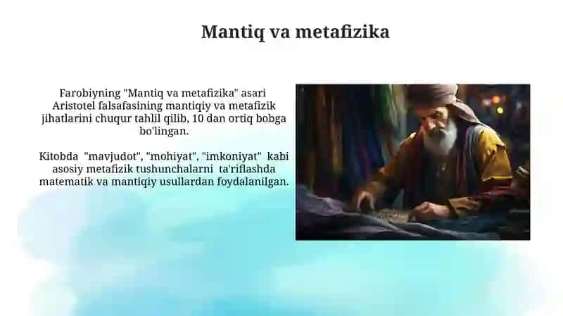 Farobiyning "Mantiq va metafizika" 3