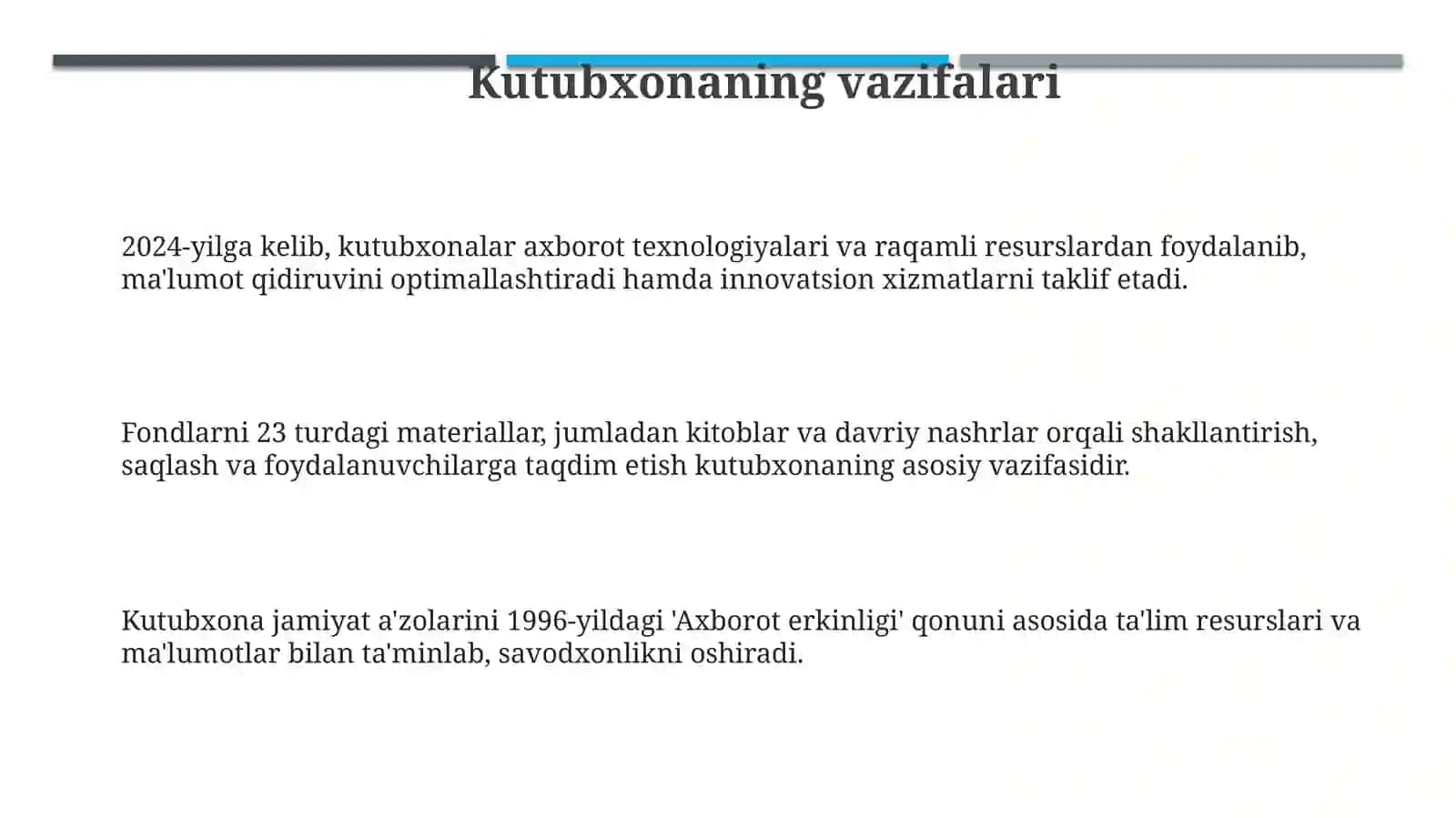 Kutubxonashunoslik faniga kirish 3