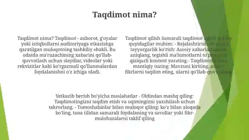 Taqdimotlar bo'yicha maslahatlar 3