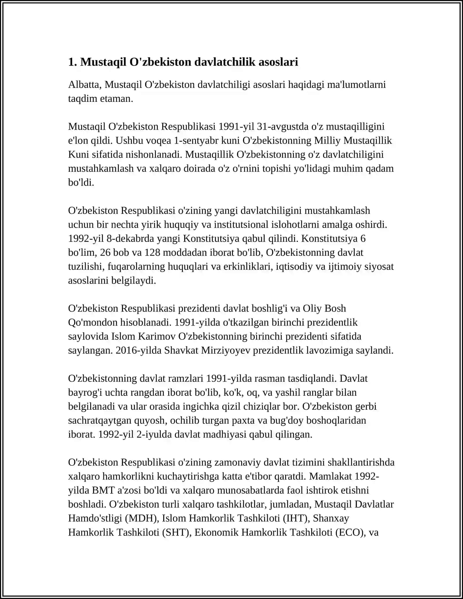 MUSTAQIL O'ZBEKISTONDA DAVLATCHILIK TIZIMI 3