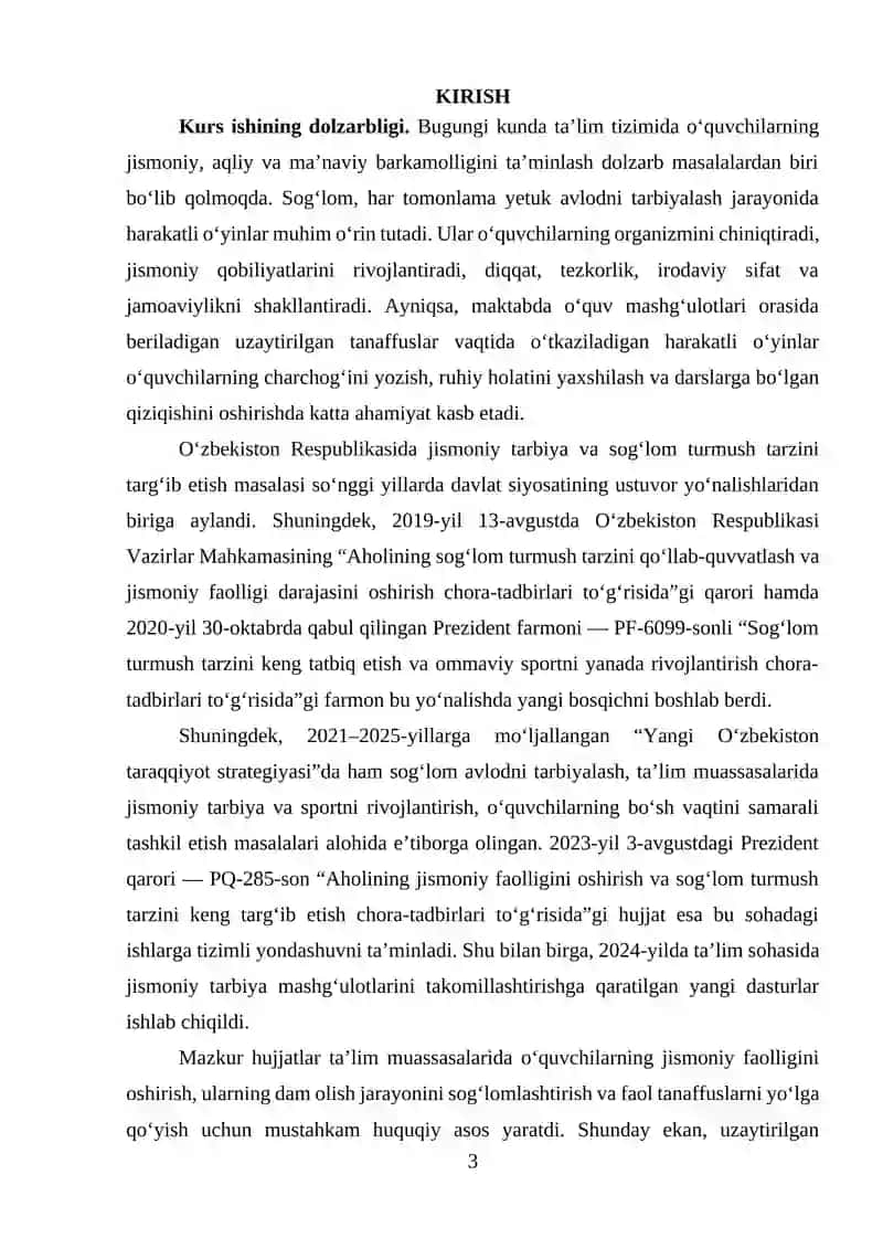 Uzaytirilgan tanaffusda o’tkaziladigan harakatli o’yinlar 3