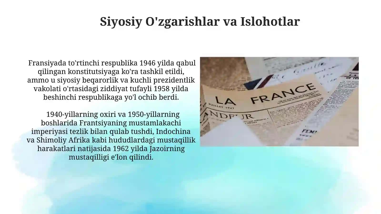 Siyosiy O'zgarishlar va Islohotlar 3
