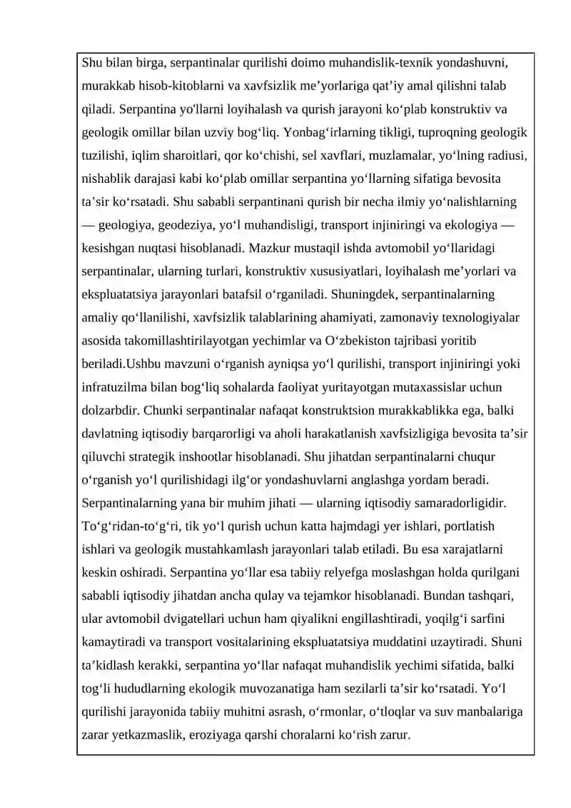 Avtomobil yo‘llaridagi serpantinalar va ularni turlari 3
