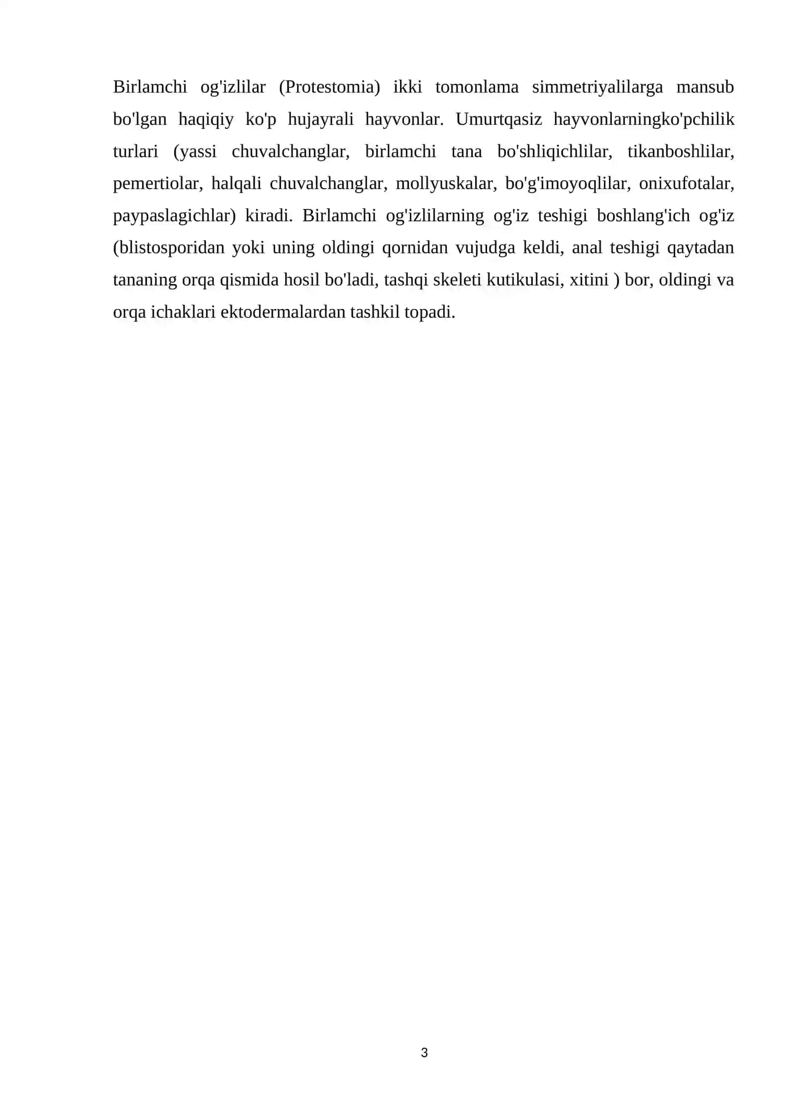 Birlamchi va ikkilamchi og'izlilar-hayvonlar evalyutsiyasining 2-yo'nalishi 3