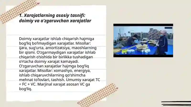 Xarajatlarning asosiy tasnifi 3
