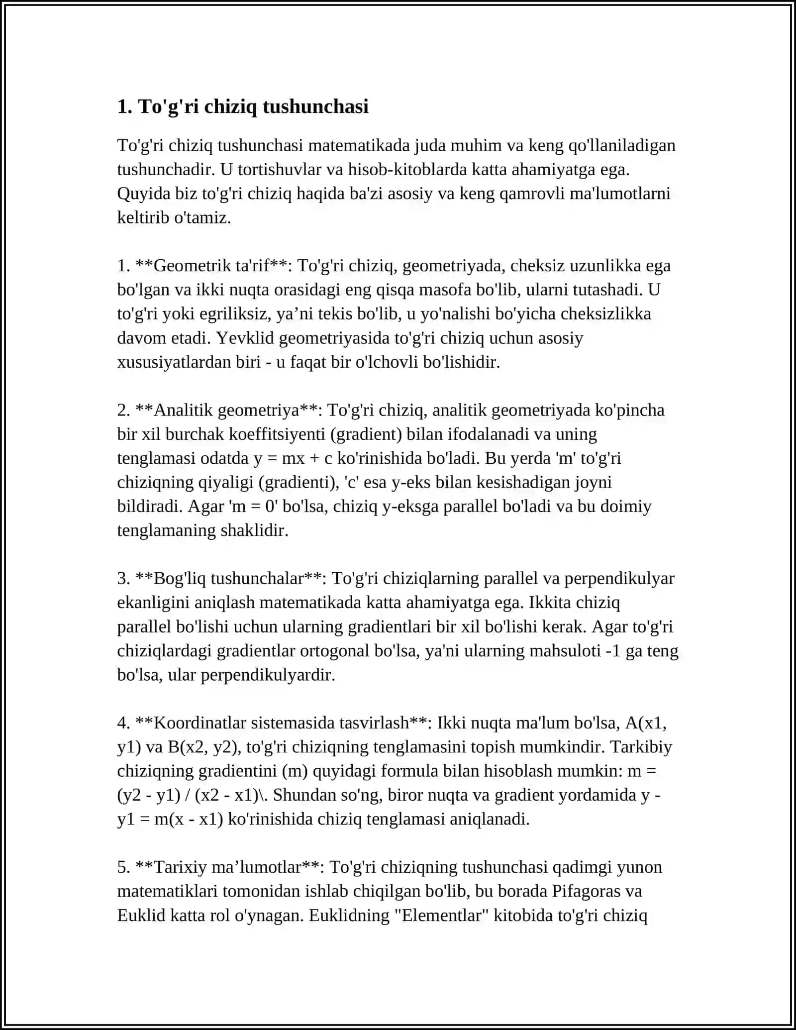 TO'G'RI CHIZIQLARNING DASTA TENGLIGI 3