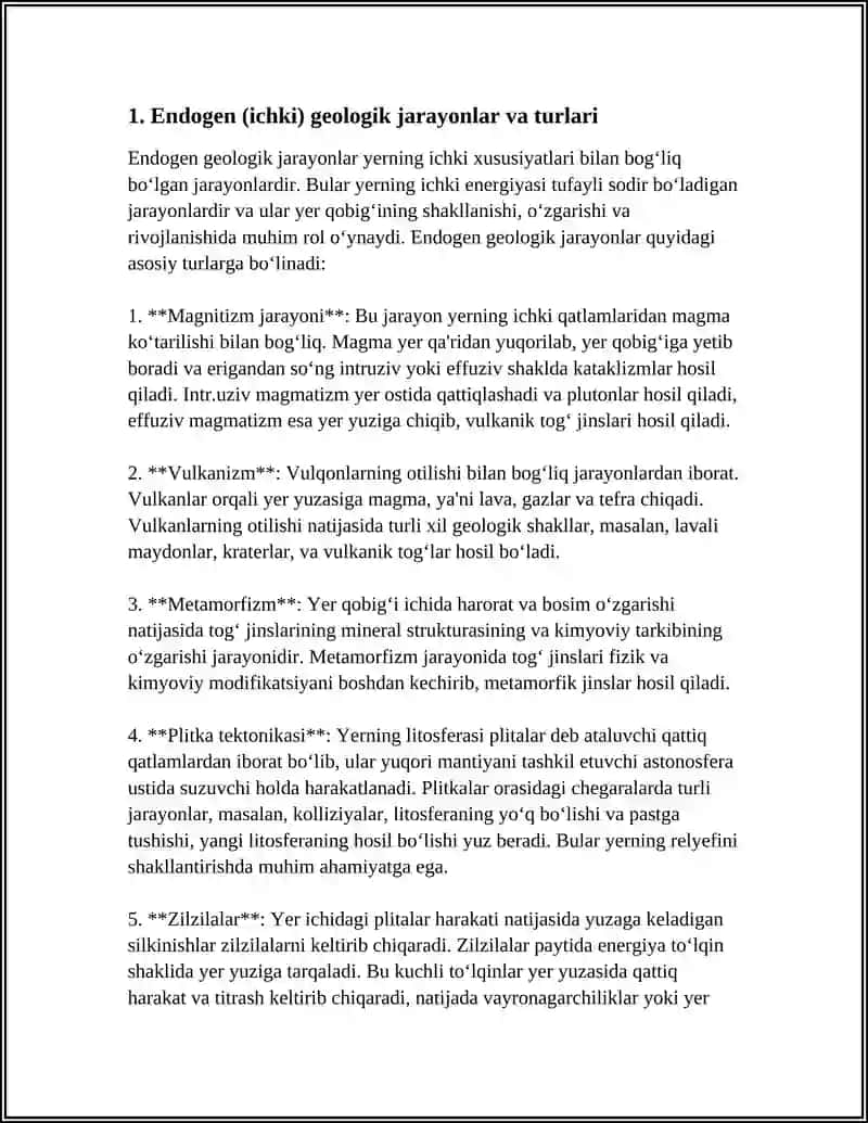 GEOLOGIK JARAYONLAR VA ULARNING TURLARI 3