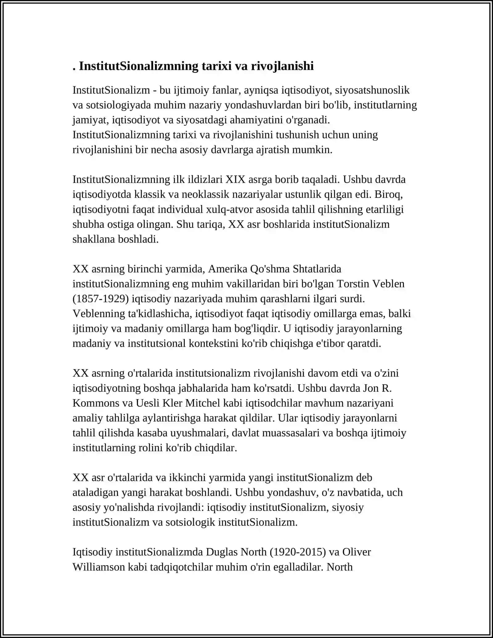 INSTITUTSIONALIZMNING ASOSIY NAZARIYALARI 3