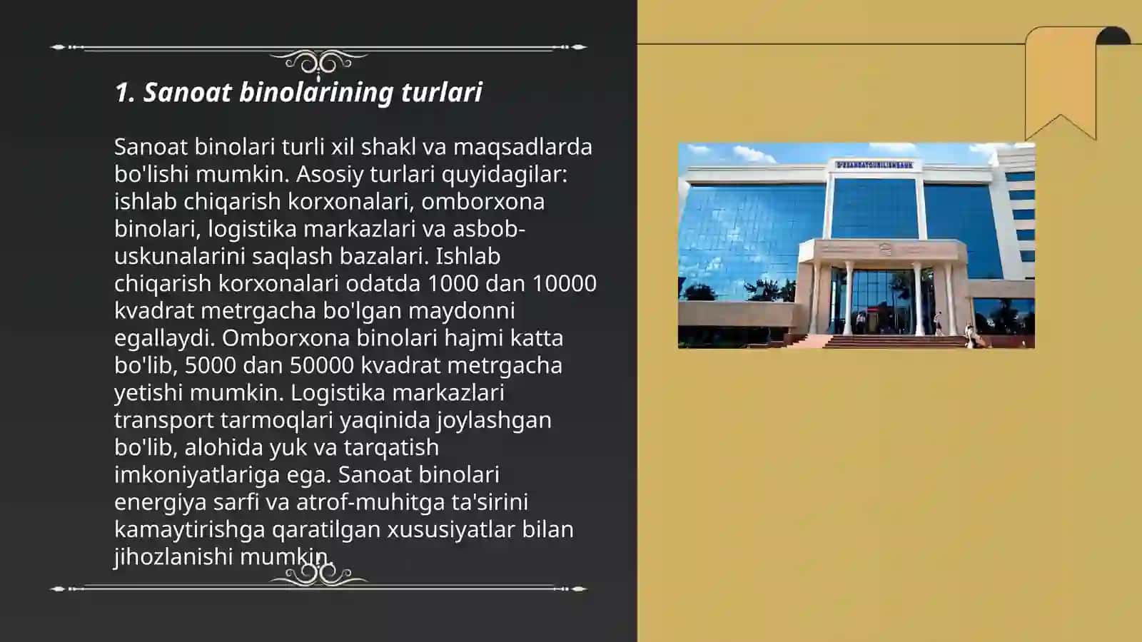 Sanoat binolarining klassifikatsiyasi 3