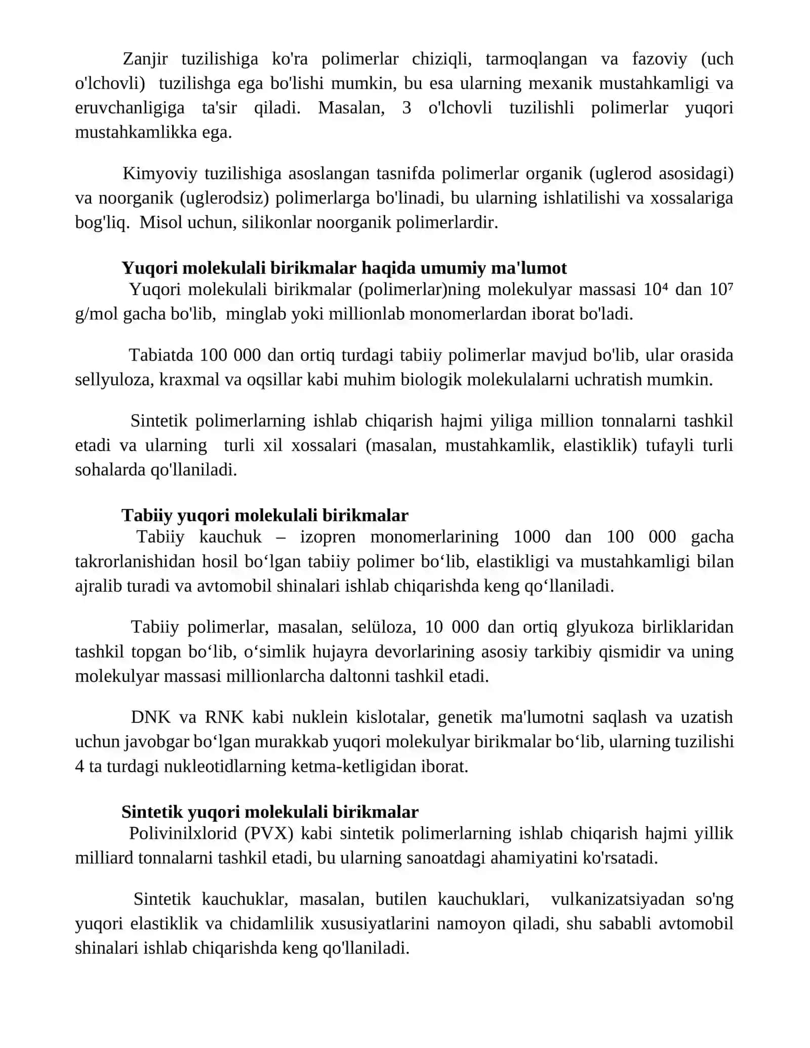 Tabiy va sintetik yuqori molekular birikmalar 3